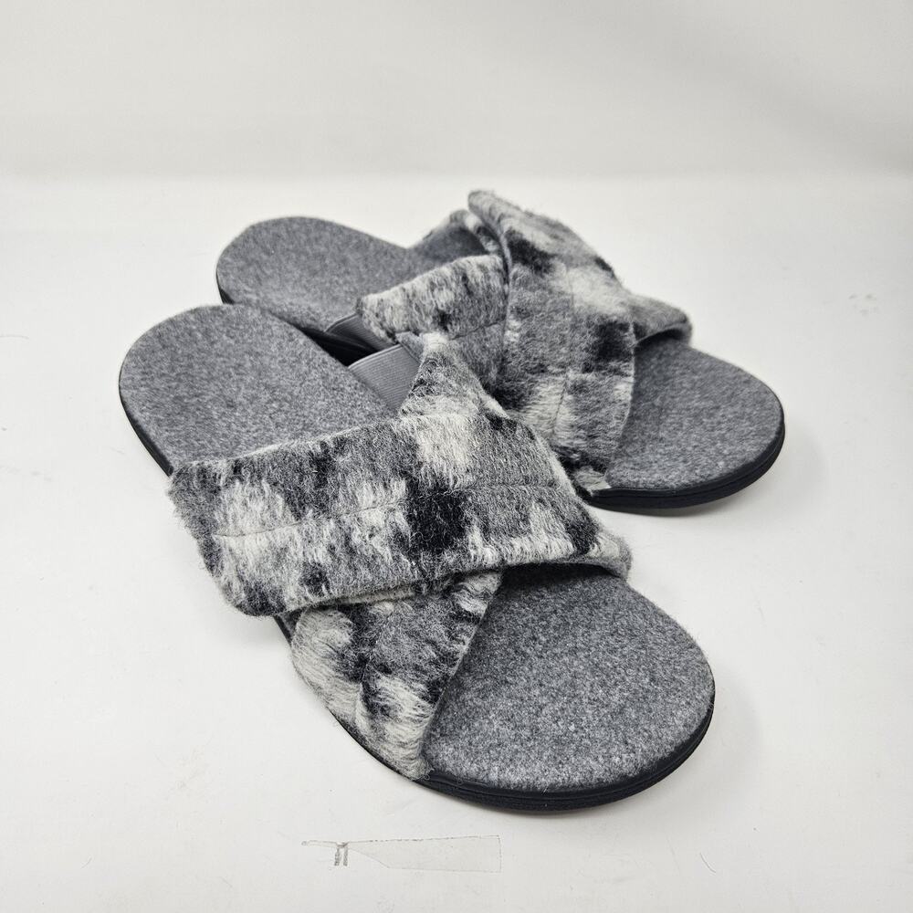 Vionic Shoes Relax Ii Women's 13 Orthotic Slide Slippers Grey Multi Camo Felt